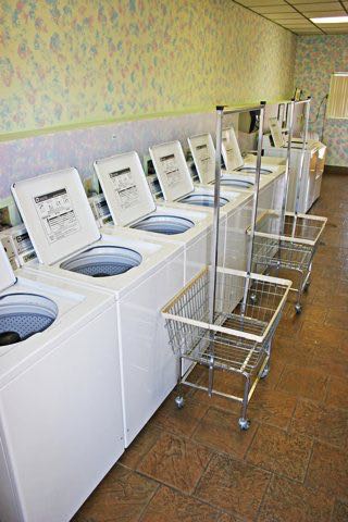 Our two laundries have a total of 16 large washers and 16 dryers,<br />plus rolling laundry carts, irons and ironing boards for your convenience.